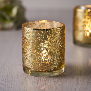 Add a Touch of Elegance with Gold Mercury Glass Palm Leaf Candle Holders Add a Touch of Elegance with Gold Mercury Glass Palm Leaf Candle Holders