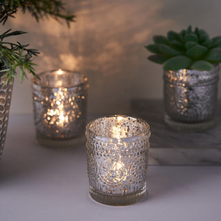 Elegant Silver Mercury Glass Candle Holders Elegant Silver Mercury Glass Candle Holders