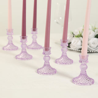 <span>Gorgeous Lavender Lilac Glass Taper Candle Holders</span> <span>Gorgeous Lavender Lilac Glass Taper Candle Holders</span>