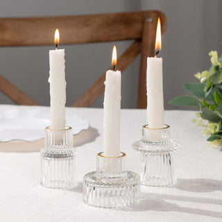 Enhance Your Ambiance with Clear Ribbed Crystal Glass Taper Candle Holders Enhance Your Ambiance with Clear Ribbed Crystal Glass Taper Candle Holders