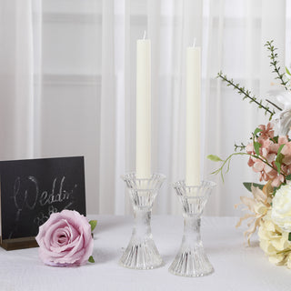 Elegant Clear Crystal Hour Glass Taper Candle Holders