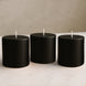 6-Pack Unscented Dripless Pillar Candles – 3x3 Black Paraffin Wax with Smokeless Cotton