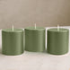 6-Pack Unscented Dripless Pillar Candles – 3x3 Dusty Sage Green Paraffin Wax