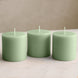 6-Pack Unscented Dripless Pillar Candles – 3x3 Sage Green Paraffin Wax with Smokeless