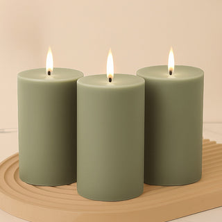 Unscented Dripless Dusty Sage Green Pillar Candles Unscented Dripless Dusty Sage Green Pillar Candles