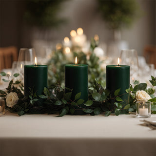 Décor ideas using Hunter Emerald Green pillar candles Décor ideas using Hunter Emerald Green pillar candles