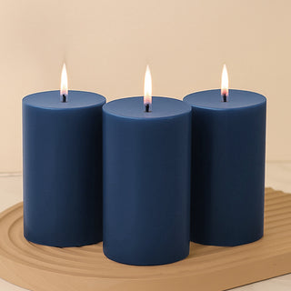 Unscented Dripless Navy Blue Pillar Candles Unscented Dripless Navy Blue Pillar Candles