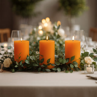 Décor ideas using Orange pillar candles Décor ideas using Orange pillar candles
