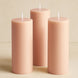 6-Pack Unscented Dripless Pillar Candles 3x9inch Blush Paraffin Wax Smokeless Cotton Wicks