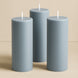 6-Pack Unscented Dripless Pillar Candles 3x9inch Dusty Blue Paraffin Wax Smokeless Cotton Wicks