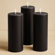 6-Pack Unscented Dripless Pillar Candles 3x9inch Black Paraffin Wax Smokeless Cotton Wicks