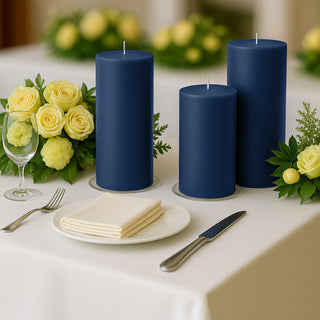 Unscented Dripless Navy Blue Pillar Candles Unscented Dripless Navy Blue Pillar Candles