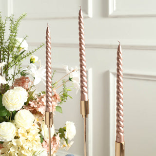 Enhance Your Decor with Matte Rose Gold Unscented Dinner Candle Sticks