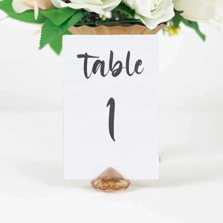 Elegant Amber Plastic Diamond Shaped Place Card Holder Stands Elegant Amber Plastic Diamond Shaped Place Card Holder Stands