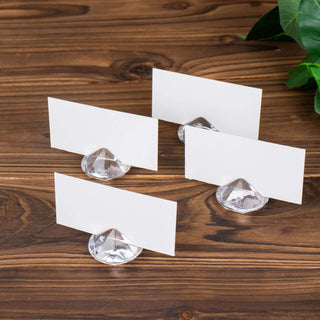 Create a Memorable Event with Clear Plastic Diamond Shaped Place Card Holder Stands Create a Memorable Event with Clear Plastic Diamond Shaped Place Card Holder Stands