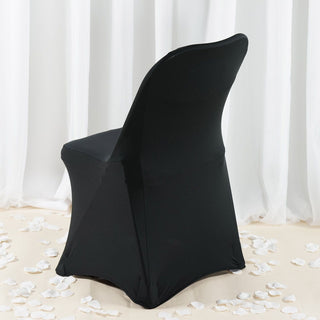 Elevate Your Event with the Black Premium Spandex Stretch Fitted Folding Chair Cover