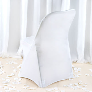 White Premium Spandex Stretch Fitted Folding Chair Cover - Elevate Your Event Decor White Premium Spandex Stretch Fitted Folding Chair Cover - Elevate Your Event Decor
