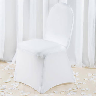 Elevate Your Event with the White Premium Spandex Stretch Fitted Banquet Chair Cover