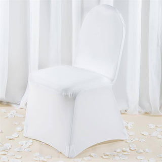 Elevate Your Event with the White Premium Spandex Stretch Fitted Banquet Chair Cover Elevate Your Event with the White Premium Spandex Stretch Fitted Banquet Chair Cover