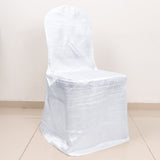 White Crinkle Crushed Taffeta Banquet Chair Cover, Reusable Wedding Chair Cover