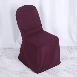 Elegant and Stunning Burgundy Polyester Banquet Chair Covers Elegant and Stunning Burgundy Polyester Banquet Chair Covers