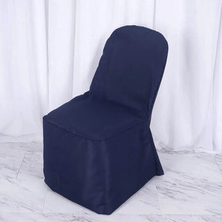 Elegant and Stunning Navy Blue Polyester Banquet Chair Covers Elegant and Stunning Navy Blue Polyester Banquet Chair Covers