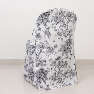 Elegant and Functional White & Black French Toile Folding Chair Covers for Every Event Elegant and Functional White & Black French Toile Folding Chair Covers for Every Event