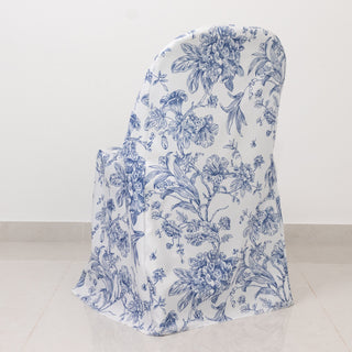 Elegant and Functional White & Blue French Toile Folding Chair Covers for Every Event Elegant and Functional White & Blue French Toile Folding Chair Covers for Every Event
