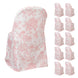 10 Pack Polyester Chair Covers for Folding Chairs – White Pink French Toile Pattern, Reusable