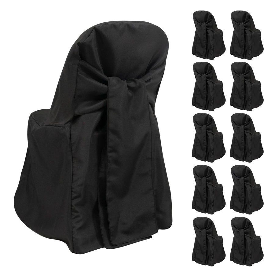 10-Pack Polyester Slip-On Folding Chair Covers with Attached Sashes