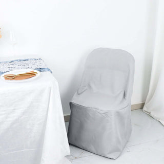 Elegant Silver Polyester Folding Chair Cover Elegant Silver Polyester Folding Chair Cover