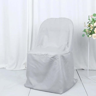 Premium Silver Polyester Folding Chair Covers Premium Silver Polyester Folding Chair Covers