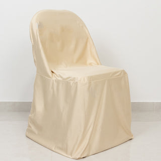 Wrinkle-Free Premium Beige Scuba Stretch Folding Chair Cover Wrinkle-Free Premium Beige Scuba Stretch Folding Chair Cover