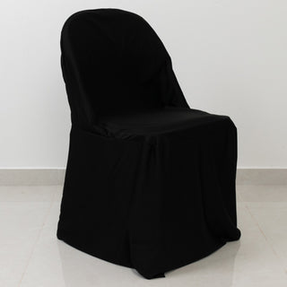 Wrinkle-Free Premium Black Scuba Stretch Folding Chair Cover Wrinkle-Free Premium Black Scuba Stretch Folding Chair Cover