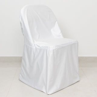 Wrinkle-Free Premium White Scuba Stretch Folding Chair Cover Wrinkle-Free Premium White Scuba Stretch Folding Chair Cover