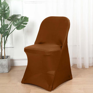 Cinnamon Brown Spandex Stretch Fitted Folding Chair Cover - 160 GSM Cinnamon Brown Spandex Stretch Fitted Folding Chair Cover - 160 GSM