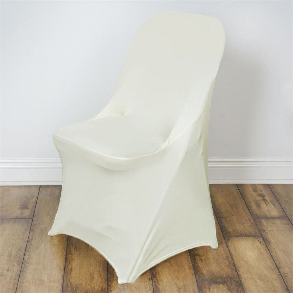 Ivory Spandex Stretch Fitted Folding Chair Cover