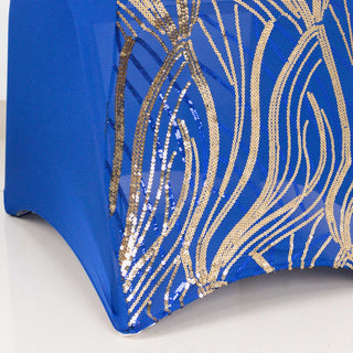 Create an Unforgettable Event with the Royal Blue Gold Spandex Fitted Banquet Chair Cover