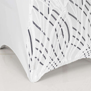 Elevate Your Event with the White Black Spandex Fitted Banquet Chair Cover Elevate Your Event with the White Black Spandex Fitted Banquet Chair Cover