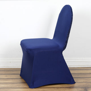 Create a Luxurious Ambiance with the Navy Blue Spandex Stretch Banquet Chair Cover Create a Luxurious Ambiance with the Navy Blue Spandex Stretch Banquet Chair Cover