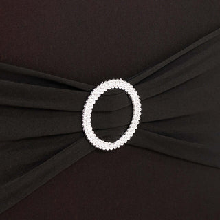 Black Spandex Banquet Slip-On Chair Cover with Silver Rhinestone Black Spandex Banquet Slip-On Chair Cover with Silver Rhinestone
