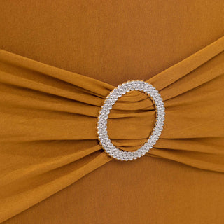 Gold Spandex Banquet Slip-On Chair Cover with Silver Rhinestone Gold Spandex Banquet Slip-On Chair Cover with Silver Rhinestone