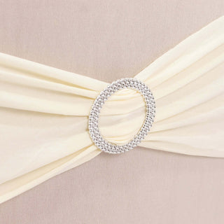 Ivory Spandex Banquet Slip-On Chair Cover with Silver Rhinestone Ivory Spandex Banquet Slip-On Chair Cover with Silver Rhinestone