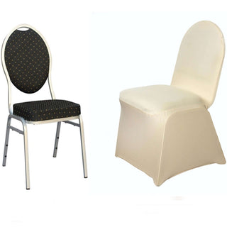 Champagne Spandex Stretch Fitted Banquet Chair Cover - The Perfect Addition to Any Occasion Champagne Spandex Stretch Fitted Banquet Chair Cover - The Perfect Addition to Any Occasion