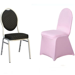 Experience Elegance with the Pink Spandex Stretch Fitted Banquet Chair Cover Experience Elegance with the Pink Spandex Stretch Fitted Banquet Chair Cover