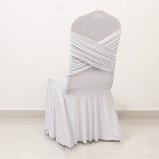 Elegant Design with Timeless Appeal: The Cross Back Stretch Spandex Banquet Chair Cover with Ruffle Pleated Skirt Elegant Design with Timeless Appeal: The Cross Back Stretch Spandex Banquet Chair Cover with Ruffle Pleated Skirt