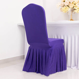 <strong>Versatility and Sophistication With Purple 1-Piece Ruffled Skirt Stretch Chair Cover</strong> <strong>Versatility and Sophistication With Purple 1-Piece Ruffled Skirt Stretch Chair Cover</strong>