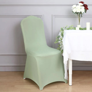 <span>Versatile and Reusable Sage Green Spandex Chair Cover</span> <span>Versatile and Reusable Sage Green Spandex Chair Cover</span>