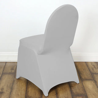 <span>Versatile and Reusable Silver Spandex Chair Cover</span> <span>Versatile and Reusable Silver Spandex Chair Cover</span>
