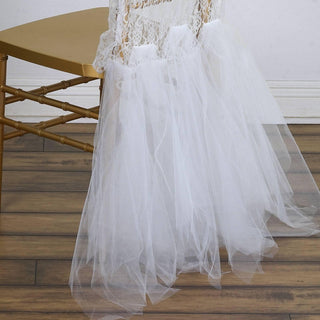 Create a Dreamy Ambiance with White Lace and Tulle Chair Tutu Cover Skirt